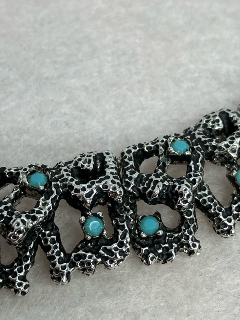 Vtg D’orlan Brutalist Abstract Modernist Blue Stone Silver Tone Collar Necklace - Picture 8 of 15